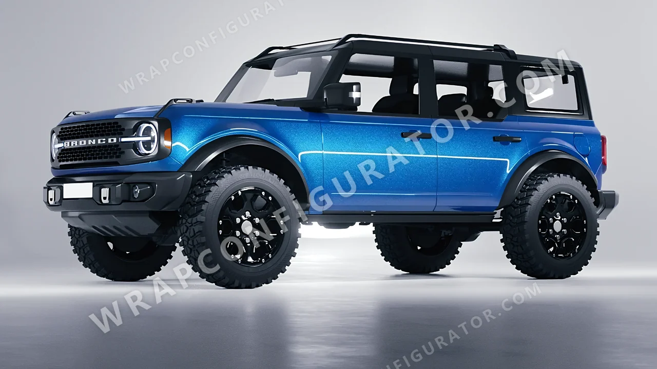 Blue Ford Bronco 2024 wrapped in Avery Dennison Bright Blue SW900-646-M