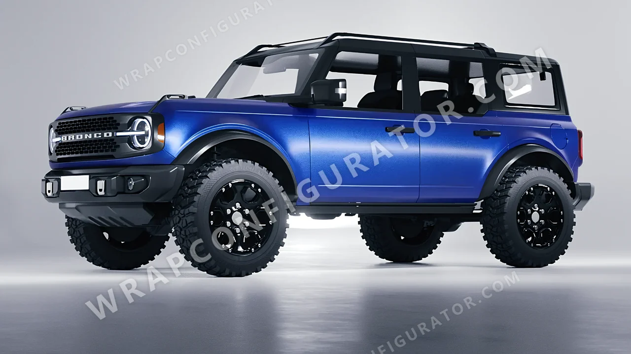 Blue Ford Bronco 2024 wrapped in Avery Dennison Brilliant Blue SW900-671-M