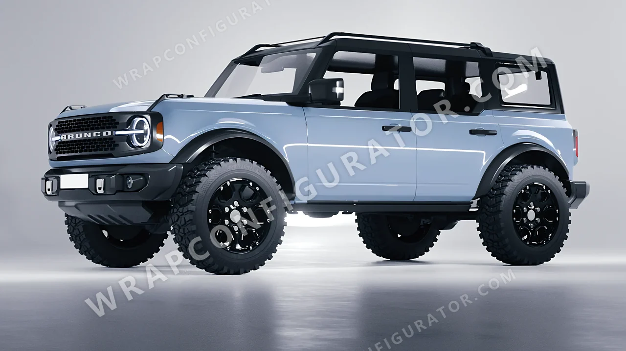Blue Ford Bronco 2024 wrapped in Avery Dennison Cloudy Blue SW900-656-O