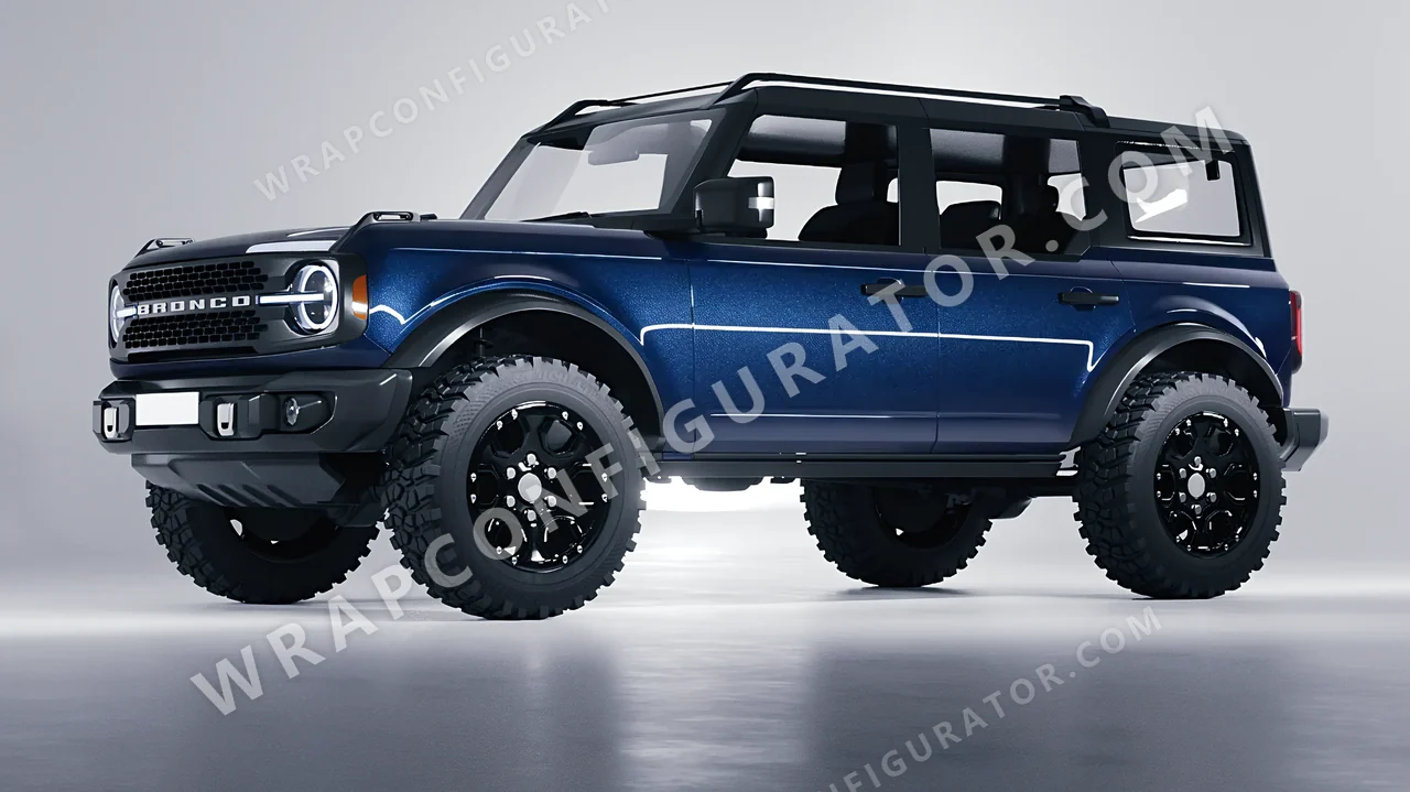 Blue Ford Bronco 2024 wrapped in Avery Dennison Dark Blue SW900-653-M