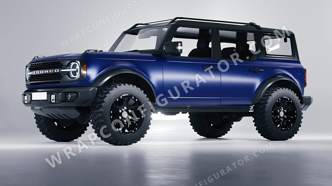 Blue Ford Bronco 2024 wrapped in Avery Dennison Dark Blue SW900-682-O