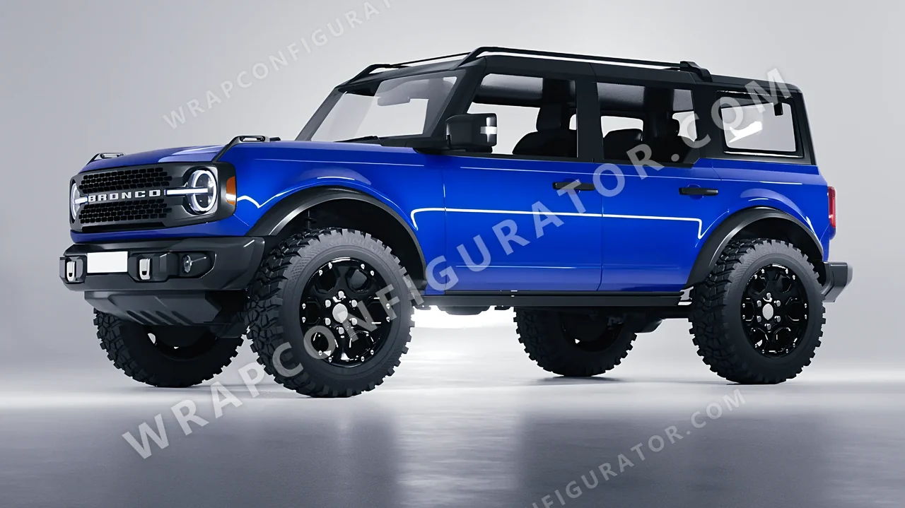 Blue Ford Bronco 2024 wrapped in Avery Dennison Intense Blue SW900-667-O