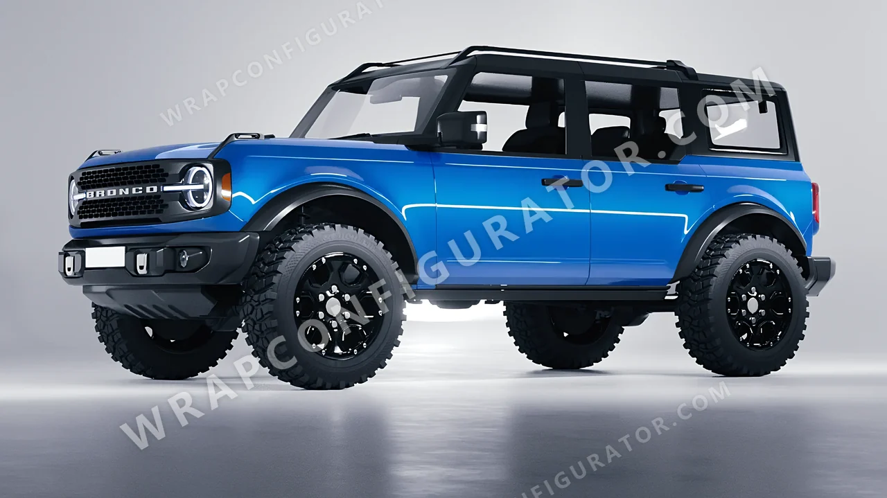 Blue Ford Bronco 2024 wrapped in Avery Dennison Light Blue SW900-632-O
