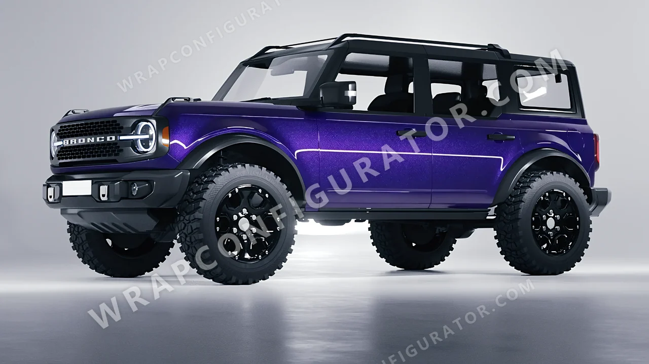 Blue Ford Bronco 2024 wrapped in Avery Dennison Mysterious Indigo SW900-700-M