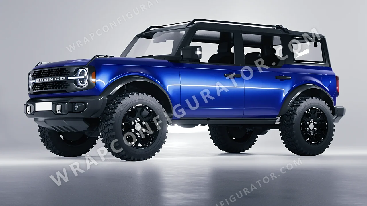 Blue Ford Bronco 2024 wrapped in Avery Dennison Satin Wave Blue SW900-629-S