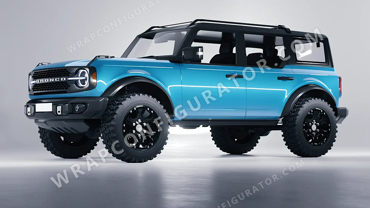 Blue Ford Bronco 2024 wrapped in Avery Dennison Sea Breeze Blue SW900-648-O