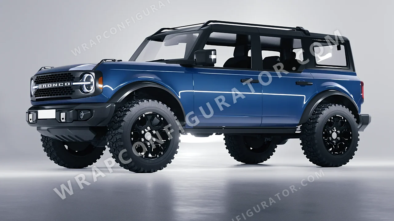 Blue Ford Bronco 2024 wrapped in Avery Dennison Smoky Blue SW900-612-O
