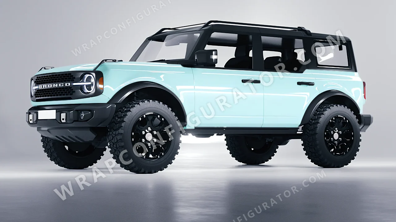 Blue Ford Bronco 2024 wrapped in Colourshield PPF by HyperPro Baby Blue HGF29-P