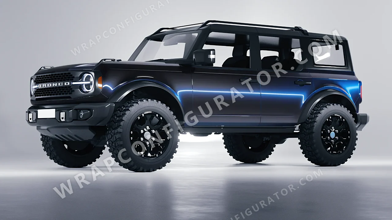 Blue Ford Bronco 2024 wrapped in Colourshield PPF by HyperPro Dark Gray Blue MSF51-P