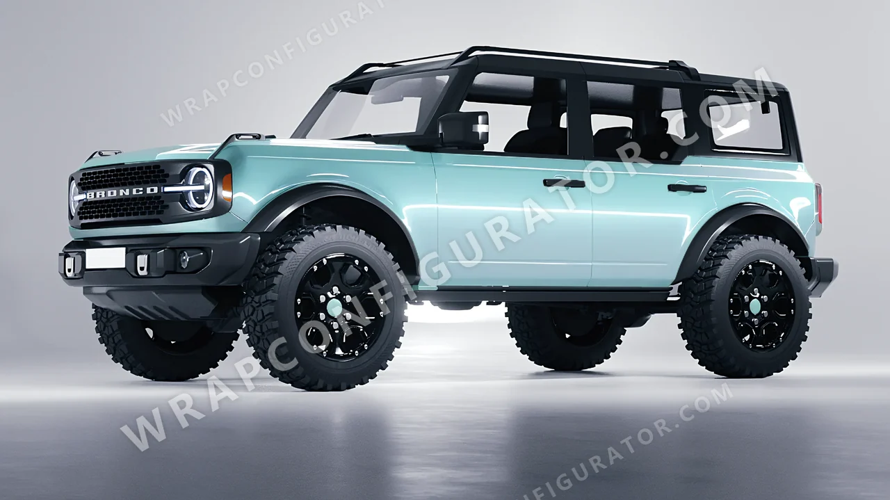 Blue Ford Bronco 2024 wrapped in Colourshield PPF by HyperPro Light Blue HGF69-P
