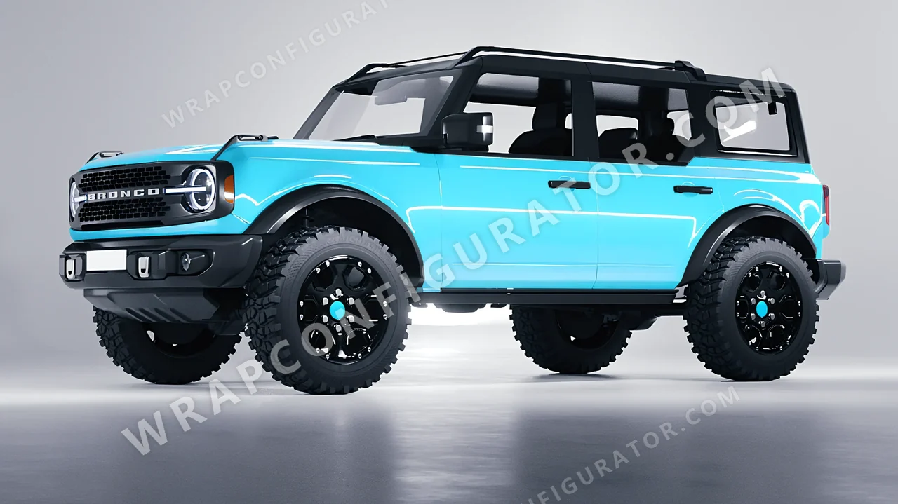 Blue Ford Bronco 2024 wrapped in Colourshield PPF by HyperPro Sky Blue HGF07-P