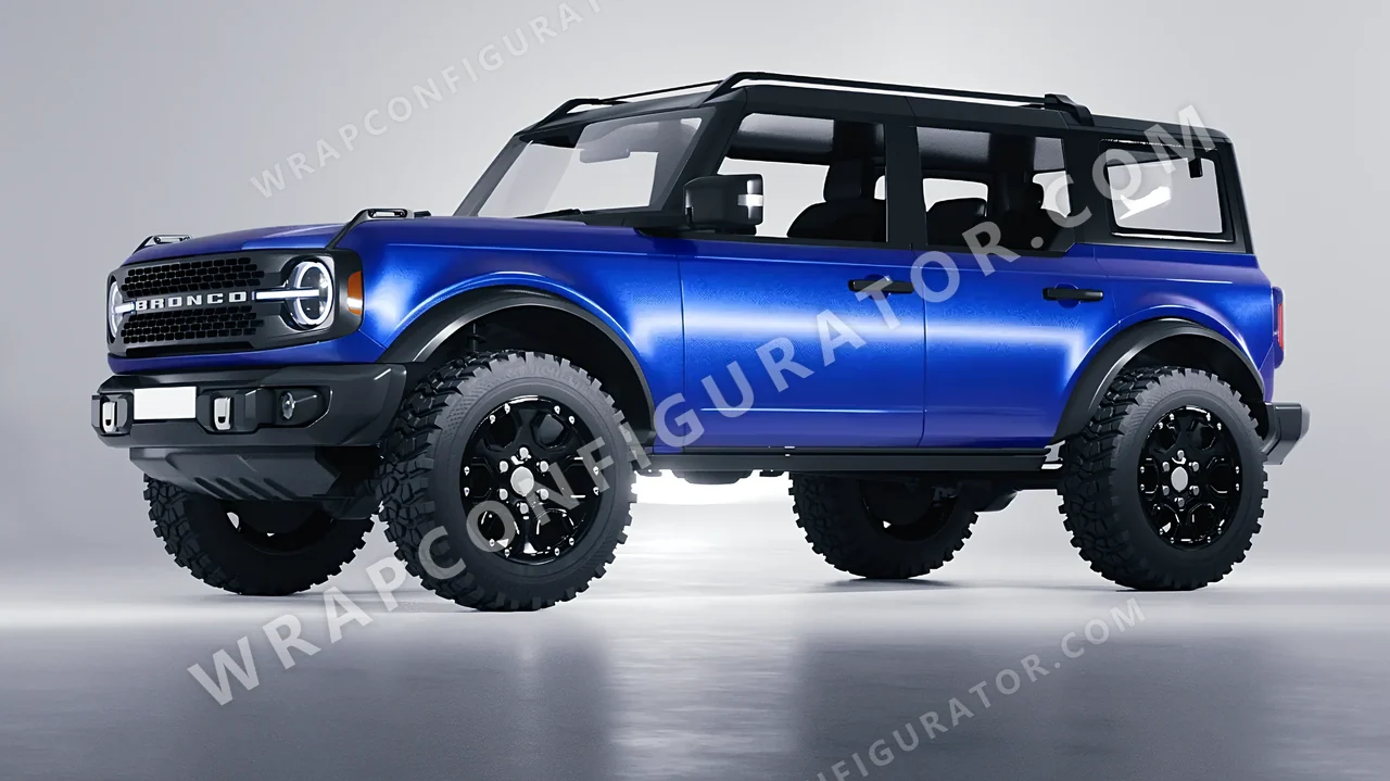 Blue Ford Bronco 2024 wrapped in Inozetek Dynamic PPF Azure Blue DPPF814