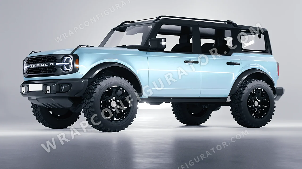 Blue Ford Bronco 2024 wrapped in Inozetek Dynamic PPF Blue DPPF937