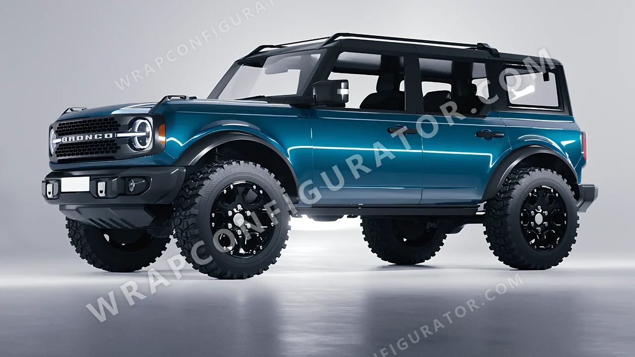 Blue Ford Bronco 2024 wrapped in Inozetek Dynamic PPF Empire Blue EMC101