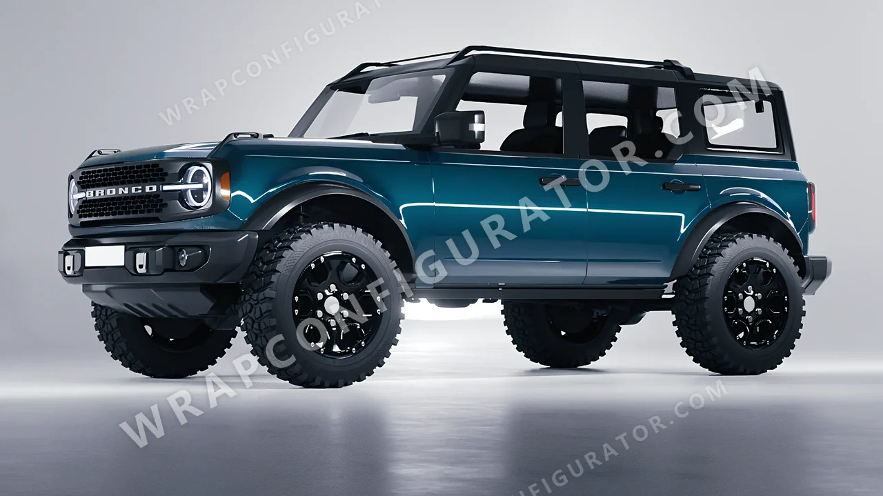 Blue Ford Bronco 2024 wrapped in Inozetek Dynamic PPF Petrol Blue DPPF705