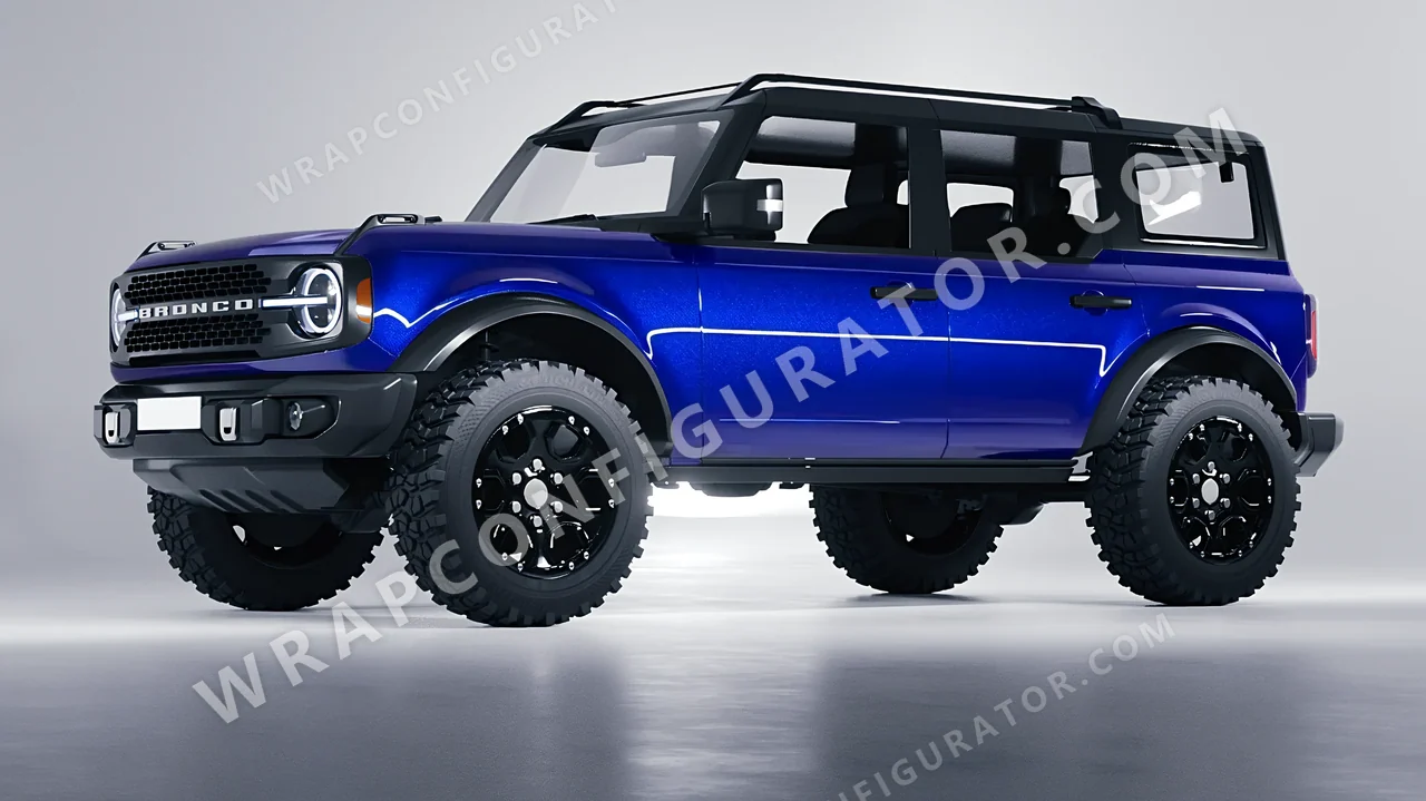 Blue Ford Bronco 2024 wrapped in Inozetek Dynamic PPF Royal Blue DPPF712