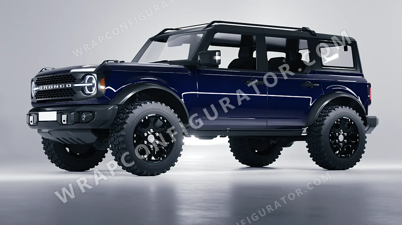 Blue Ford Bronco 2024 wrapped in Inozetek Dynamic PPF SQ Navy SQ102NV