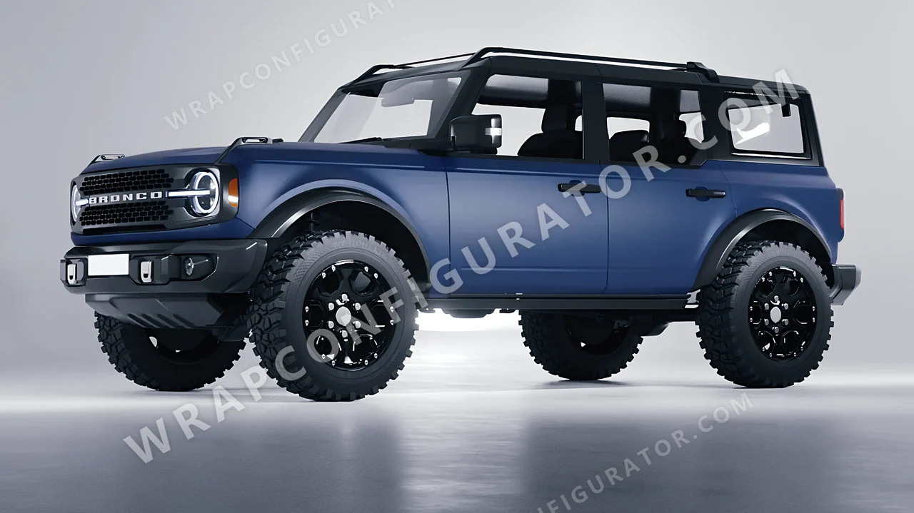 Blue Ford Bronco 2024 wrapped in KPMF Absolute Matt Quantum Blue K75802