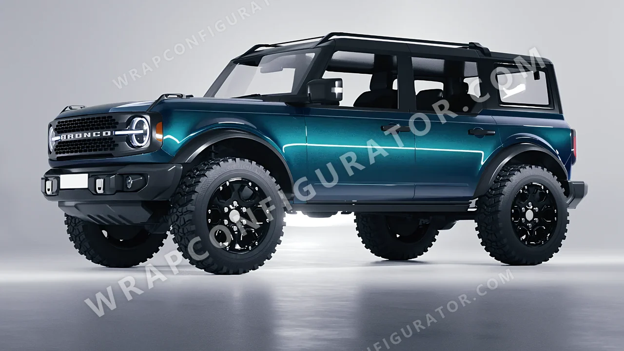 Blue Ford Bronco 2024 wrapped in KPMF Excelsior Blue K75441