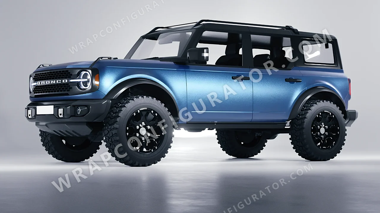 Blue Ford Bronco 2024 wrapped in KPMF Matt Elan Blue K75561