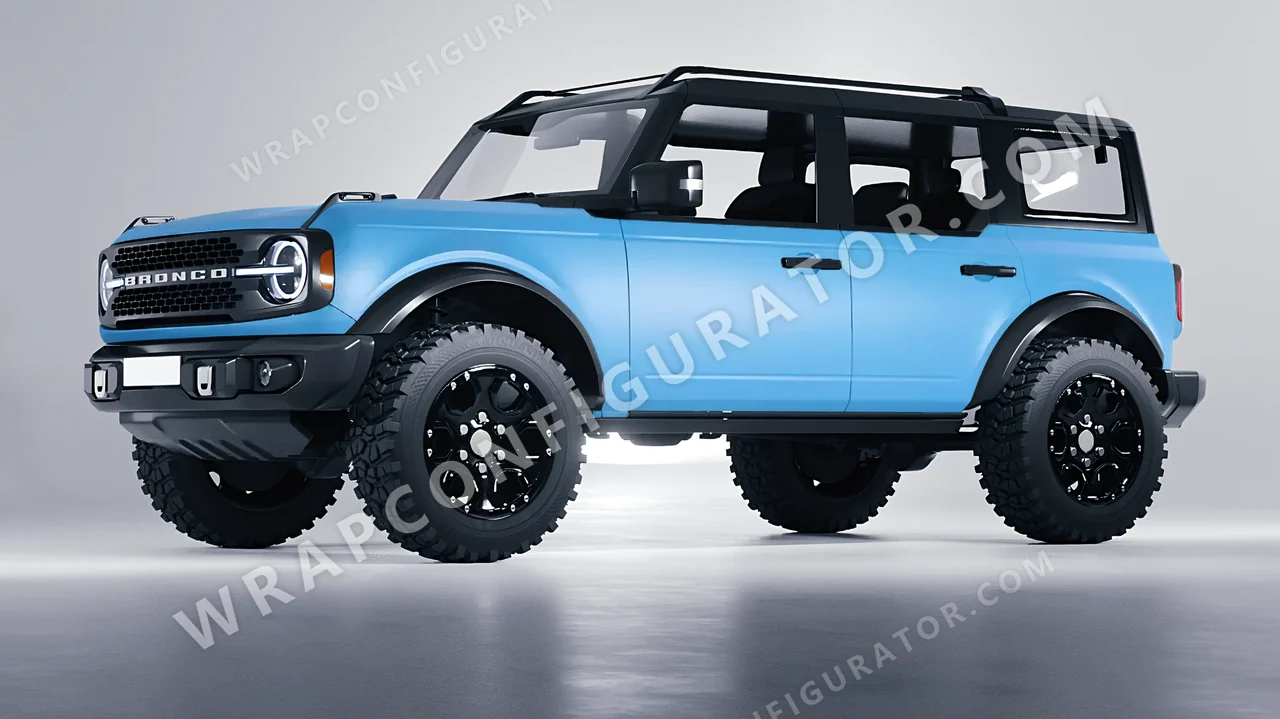 Blue Ford Bronco 2024 wrapped in KPMF Matt Palladian Blue K75517
