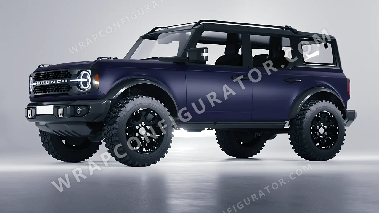 Blue Ford Bronco 2024 wrapped in KPMF Matt Tempest Blue K75513
