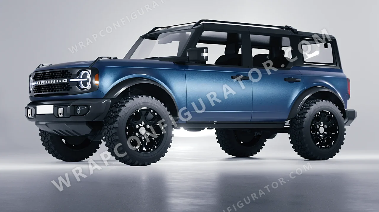 Blue Ford Bronco 2024 wrapped in KPMF Matt Trenton Blue K75544