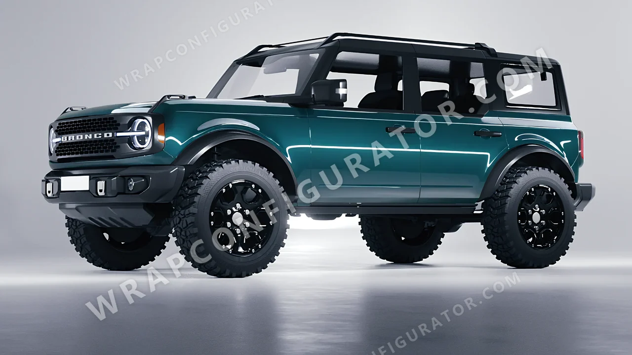 Blue Ford Bronco 2024 wrapped in KPMF Tidal Teal K75413