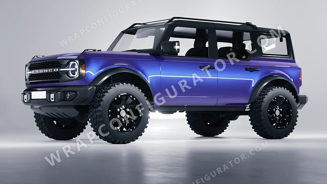 Blue Ford Bronco 2024 wrapped in KPMF Twilight Sky K75417