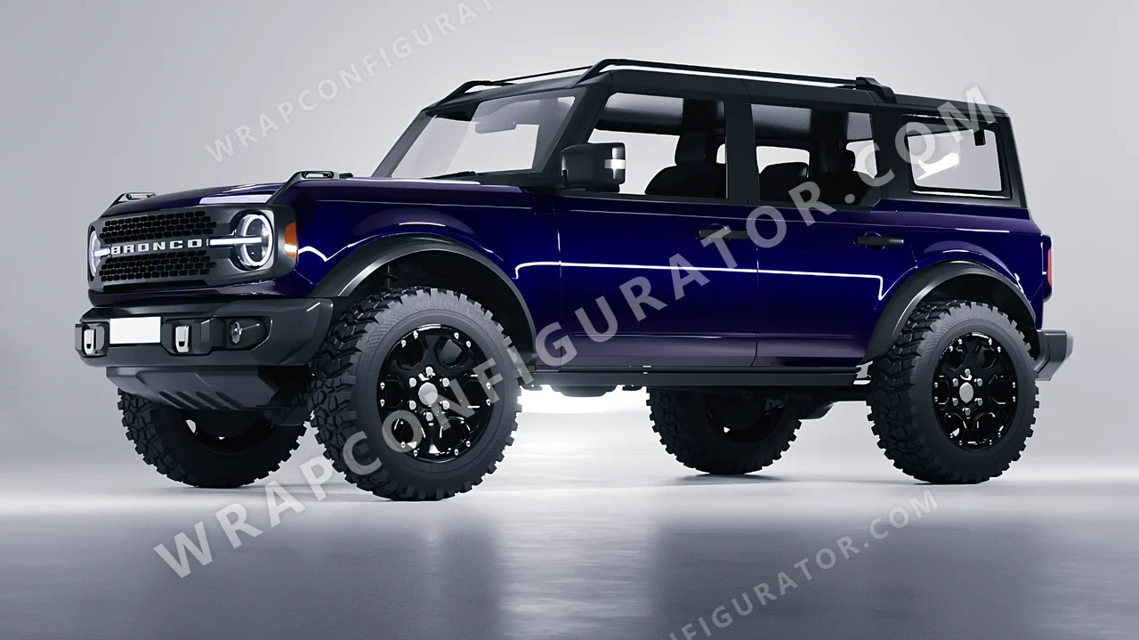 Blue Ford Bronco 2024 wrapped in ORACAL Baltic Blue 970RA-178G