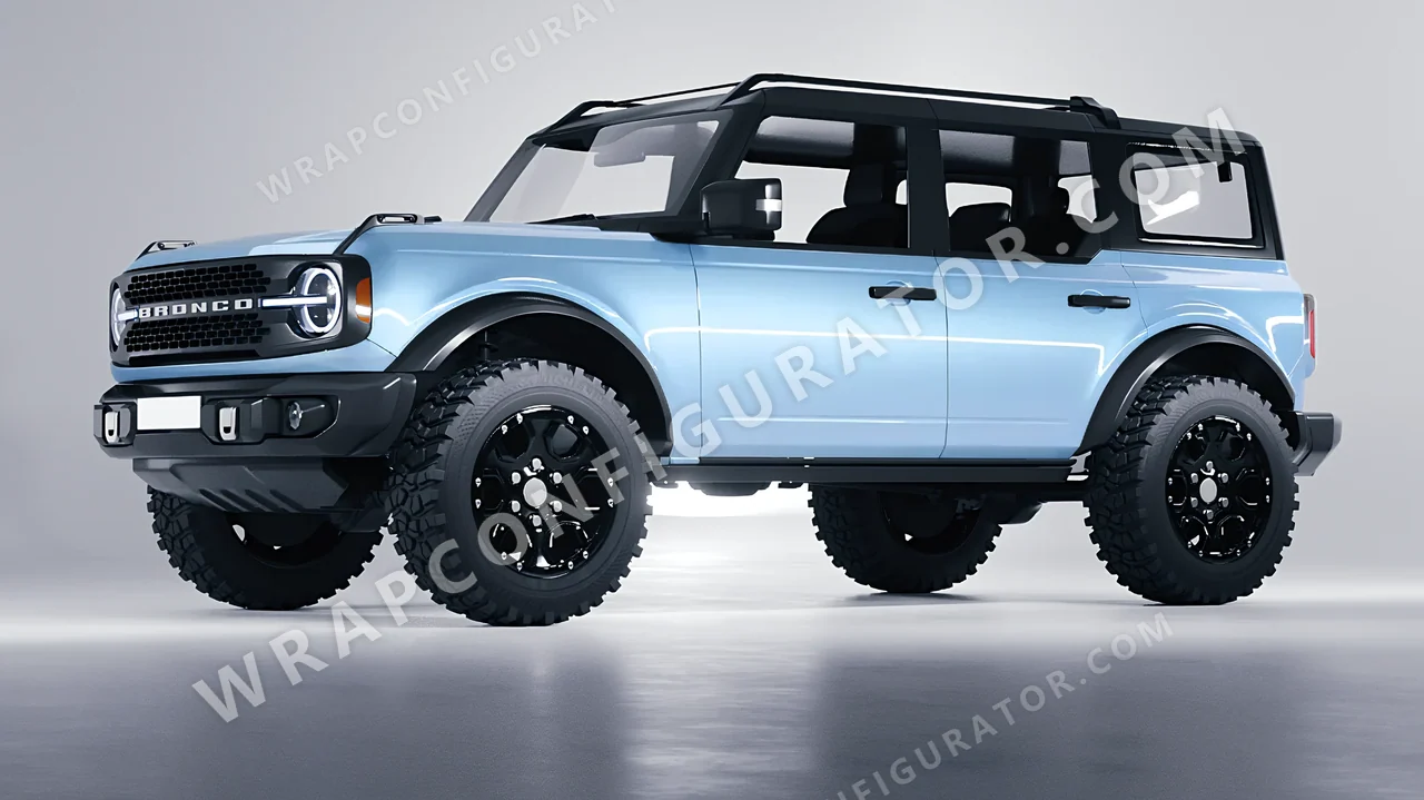 Blue Ford Bronco 2024 wrapped in ORACAL Dove Blue 970RA-195G