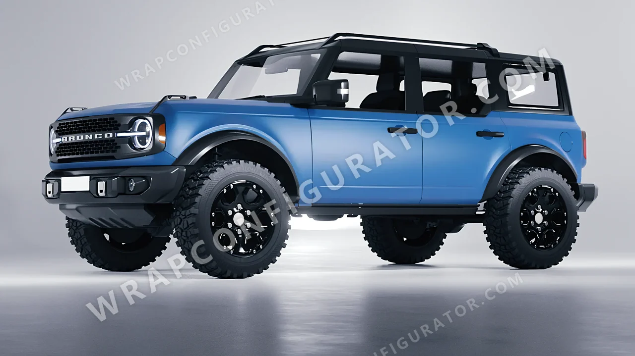 Blue Ford Bronco 2024 wrapped in ORACAL Fjord Blue 970RA-547M