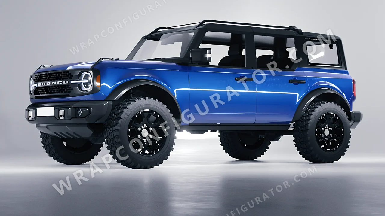 Blue Ford Bronco 2024 wrapped in ORACAL Glacier Blue 970RA-555G
