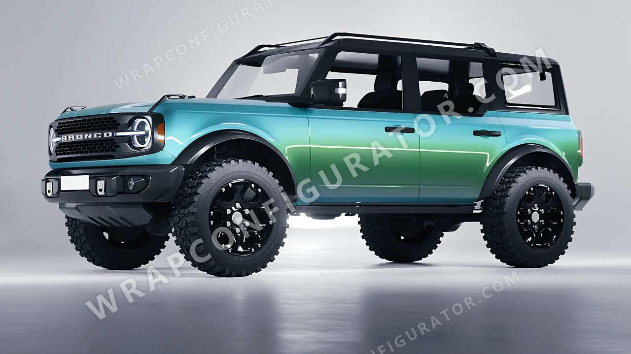 Blue Ford Bronco 2024 wrapped in ORACAL Gloss Aquamarine 970RA-318G