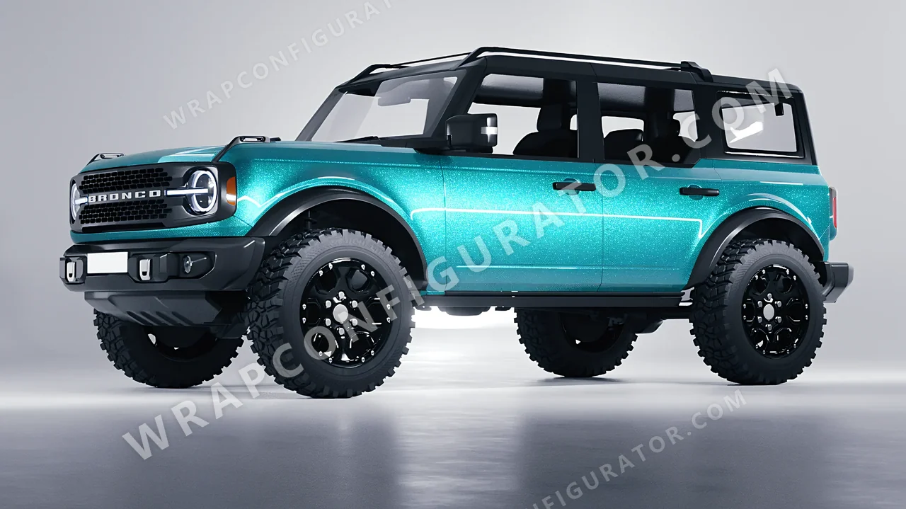 Blue Ford Bronco 2024 wrapped in ORACAL Gloss Turbo Turquoise 970RA-182G