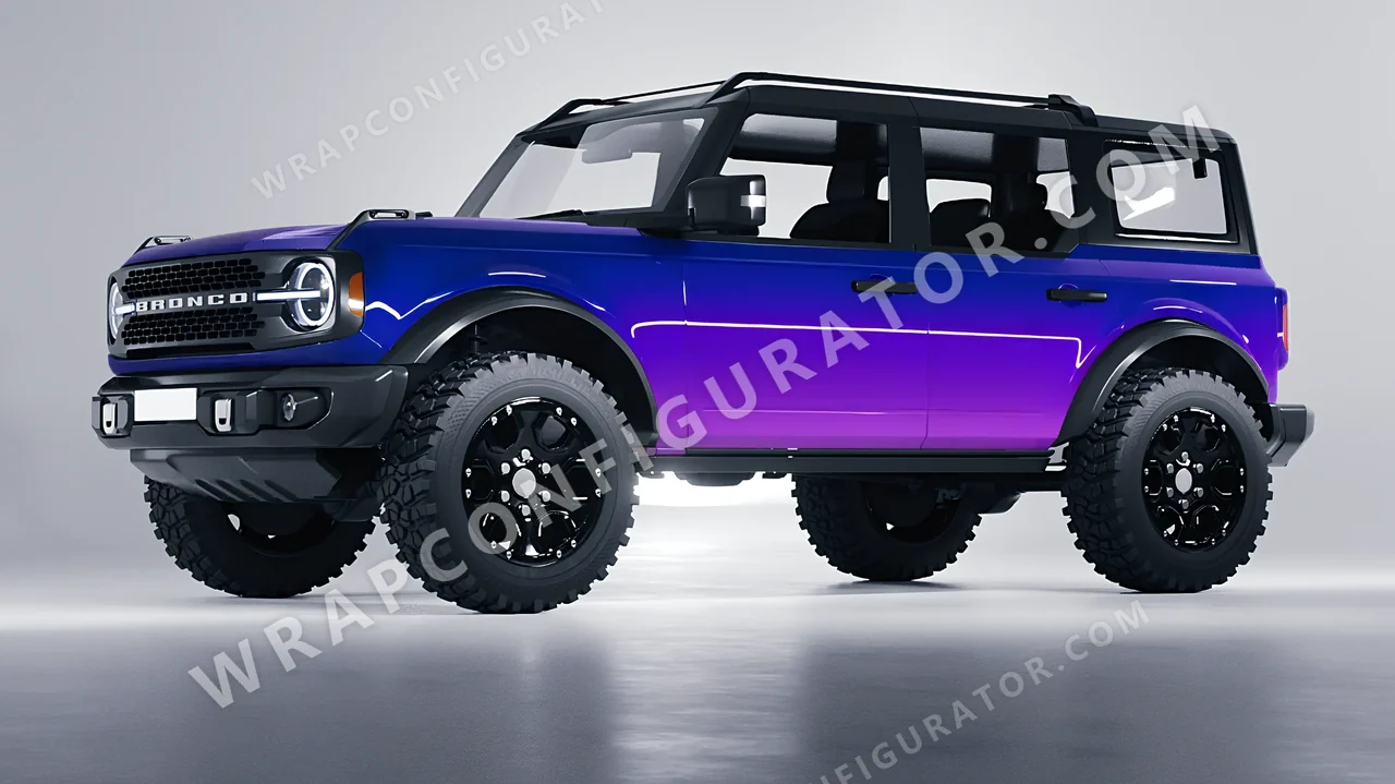 Blue Ford Bronco 2024 wrapped in ORACAL Gloss Ultramarine Violet 970RA-319G