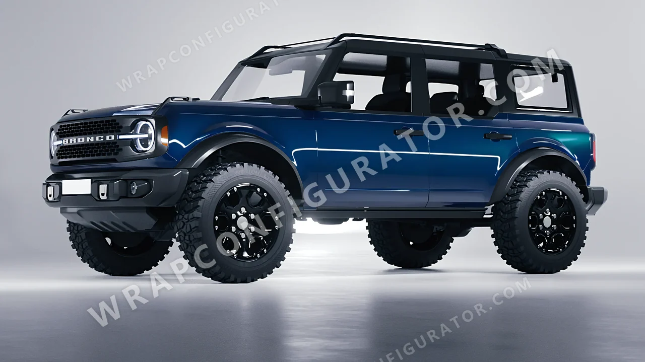 Blue Ford Bronco 2024 wrapped in ORACAL Indigo Blue 970RA-544G