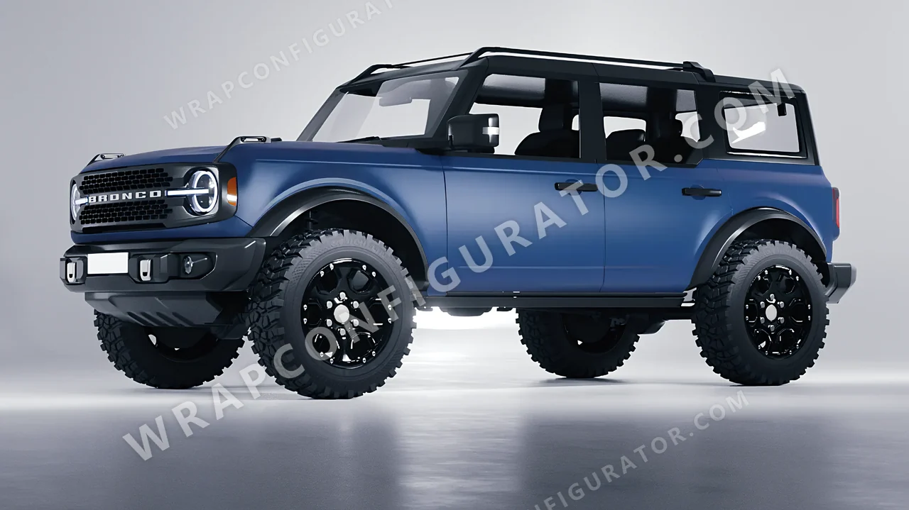 Blue Ford Bronco 2024 wrapped in ORACAL Indigo Blue 970RA-544M