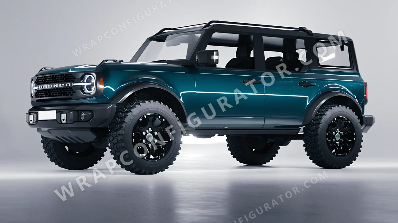 Blue Ford Bronco 2024 wrapped in ORACAL Juniper 970RA-689G