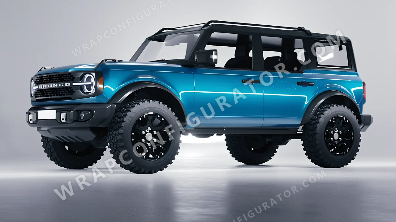 Blue Ford Bronco 2024 wrapped in ORACAL Lagoon 970RA-553G