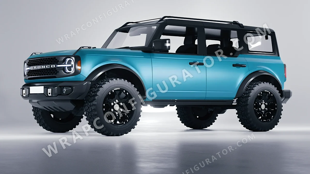 Blue Ford Bronco 2024 wrapped in ORACAL Lagoon 970RA-553M