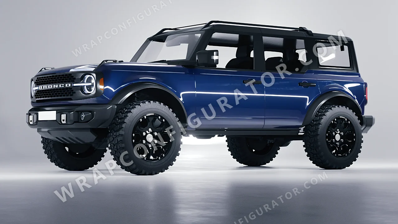 Blue Ford Bronco 2024 wrapped in ORACAL Light Navy 970RA-564G