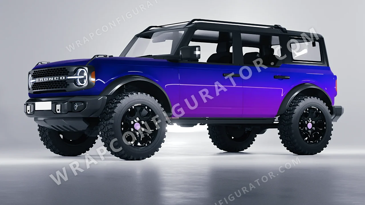 Blue Ford Bronco 2024 wrapped in ORACAL Matt Ultramarine Violet 970RA-319M