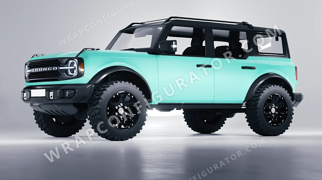 Blue Ford Bronco 2024 wrapped in ORACAL Mint 970RA-055M