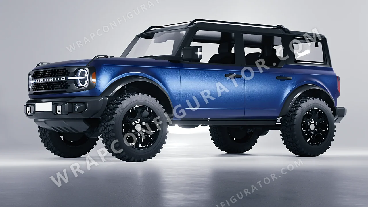 Blue Ford Bronco 2024 wrapped in ORACAL Night Blue 970RA-196M