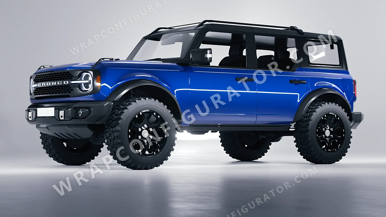 Blue Ford Bronco 2024 wrapped in ORACAL Sea Blue 970RA-509G