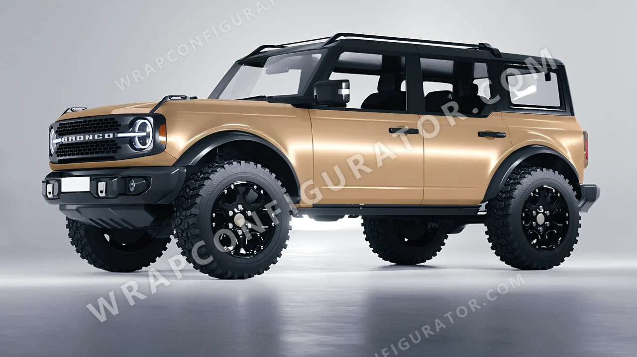 Brown Ford Bronco 2024 wrapped in 3M Sandstone S49