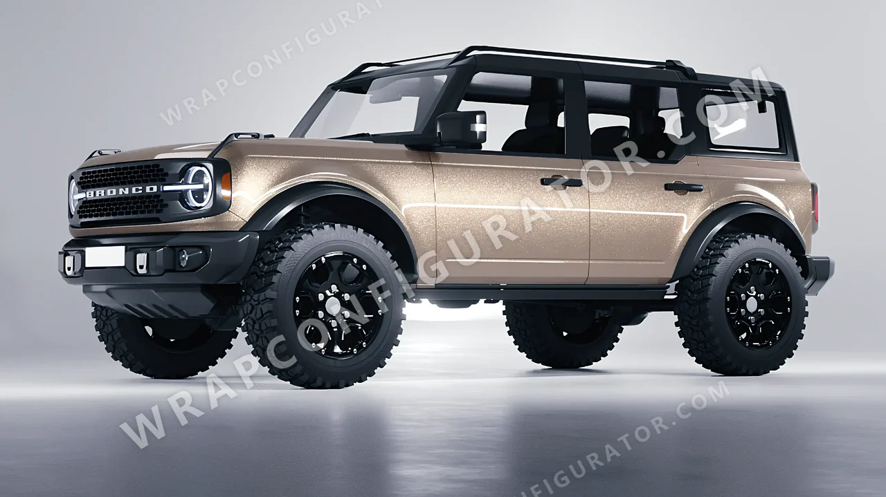 Brown Ford Bronco 2024 wrapped in Avery Dennison Sand Sparkle SW900-255-M