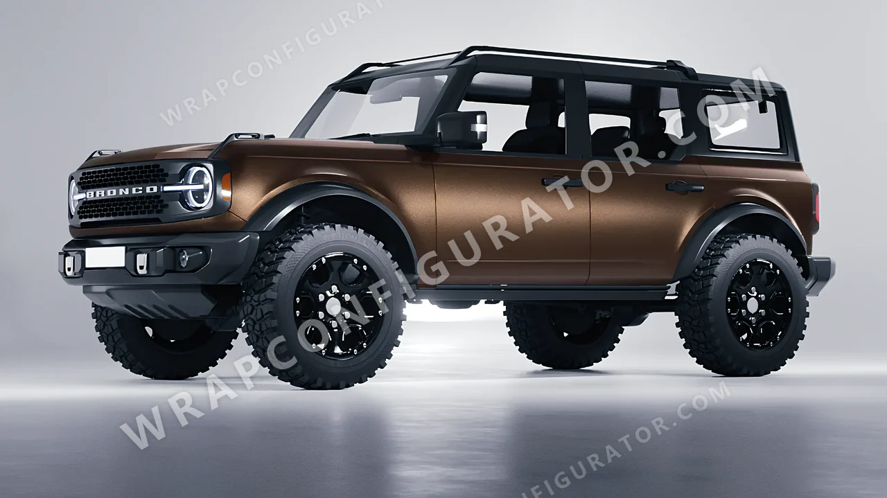 Brown Ford Bronco 2024 wrapped in KPMF Matt Java Brown K75543