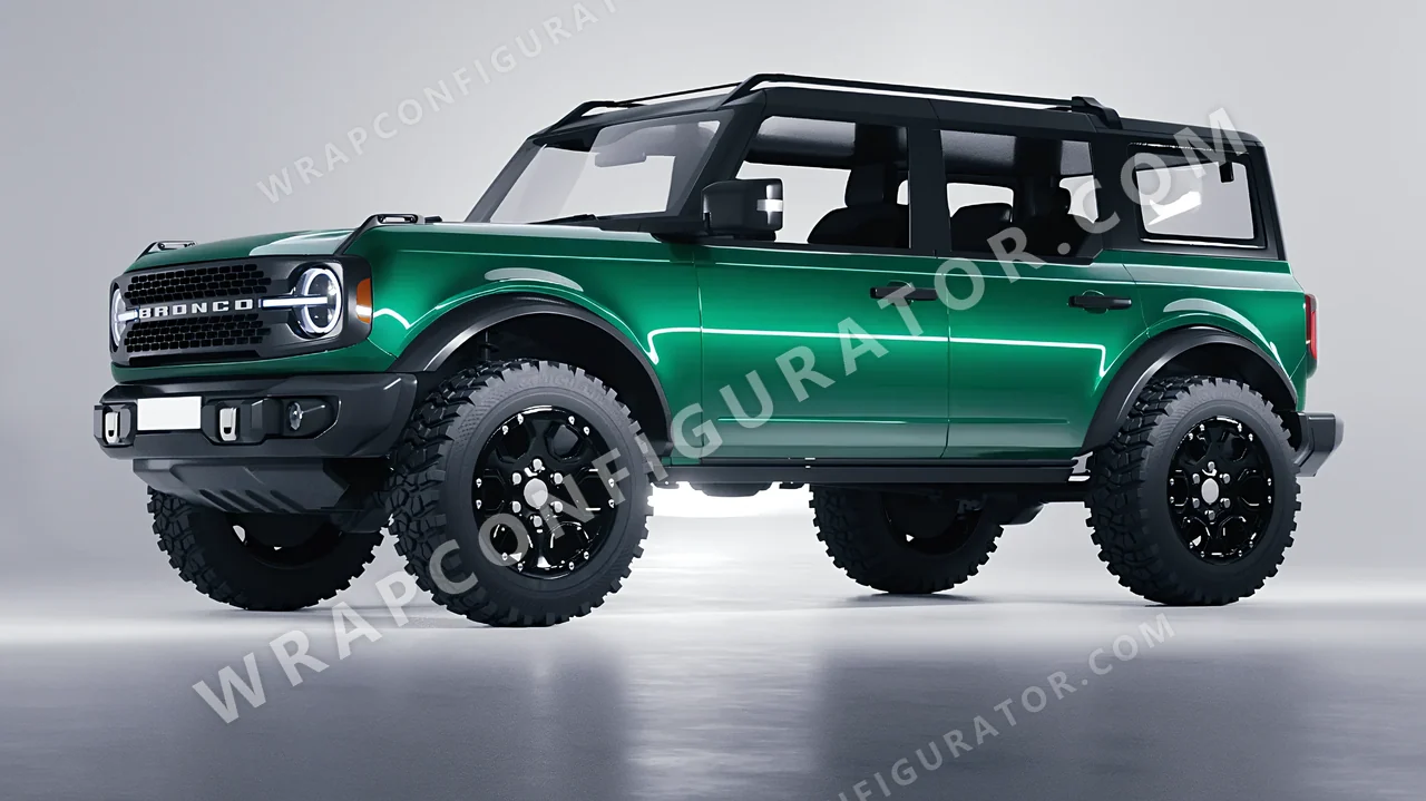Green Ford Bronco 2024 wrapped in 3M Gloss Green Envy G336
